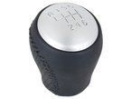 Nissan Juke 2010- Gear shift knob 6 speed black leather + SILVER