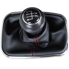 VW Bora 98-05 Gear shift knob + Lever Gaiter Red thread + frame CHROM 5 Gear Hole 23MM