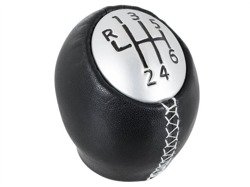 Dacia Duster Gear shift knob 6 speed black leather + SILVER