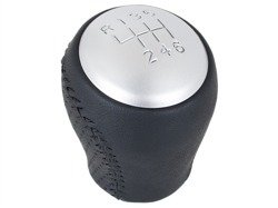 Nissan Qashqai 06-13 Gear shift knob 6 speed black leather + SILVER