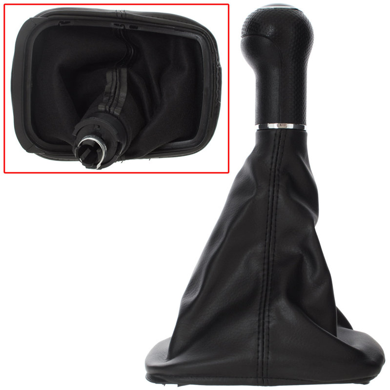 VW Bora 98-05 Gear shift knob BLACK + Lever Gaiter Hole 12mm