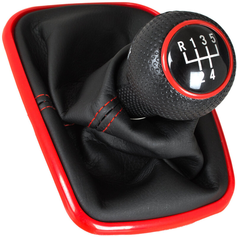 VW Bora 98-05 Gear shift knob + Lever Gaiter (Red frame)