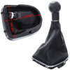 Seat Leon II 2005- Gear shift knob BLACK-BEIGE + Lever Gaiter with frame CHROM 6 Gears