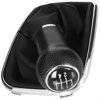 VW BORA 98-05 Gear / gearbox knob BLACK + SILVER RING + BLACK LID 5+R + Lever Gaiter WITH CHROME FRAME (12MM)