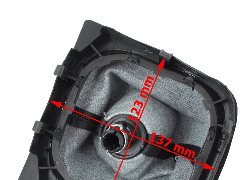 VW Bora 98-05 gałka zmiany biegów + mieszek z CZERWONĄ nitką i ramką CHROM 6 BIEGÓW OTWÓR 12MM