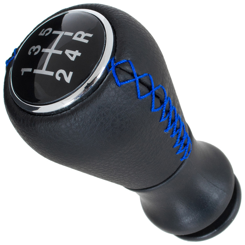 Peugeot 407 gałka zmiany biegów CZARNA SKÓRA + NIEBIESKA NITKA 5 BIEGÓW + adapter / przejściówka dźwigni drążka gałki zmiany biegów 2 szt. KPL