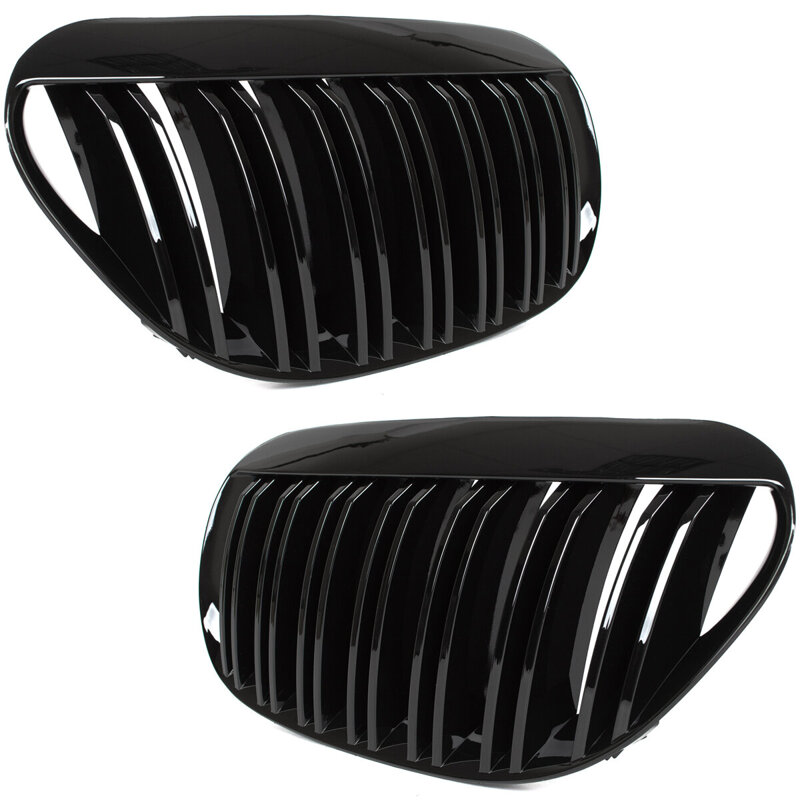 BMW 6 E63 / E64 04-10 atrapy między reflektory (nerki) lewa + prawa kpl. BLACK GLOSSY DOUBLE BAR